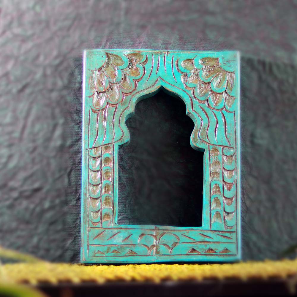 Decorative Wooden Mirror - Blue