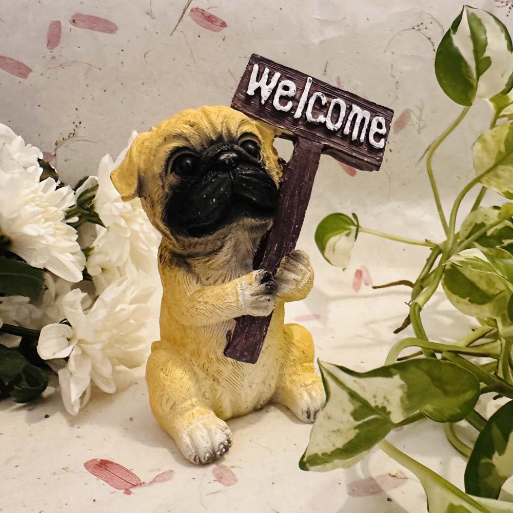 Pug With Welcome Sign
